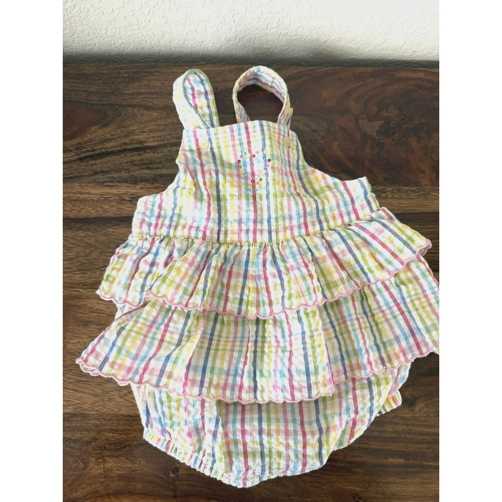 Vintage OshKosh Bgosh Rainbow plaid Bubble Romper M 3-6 months